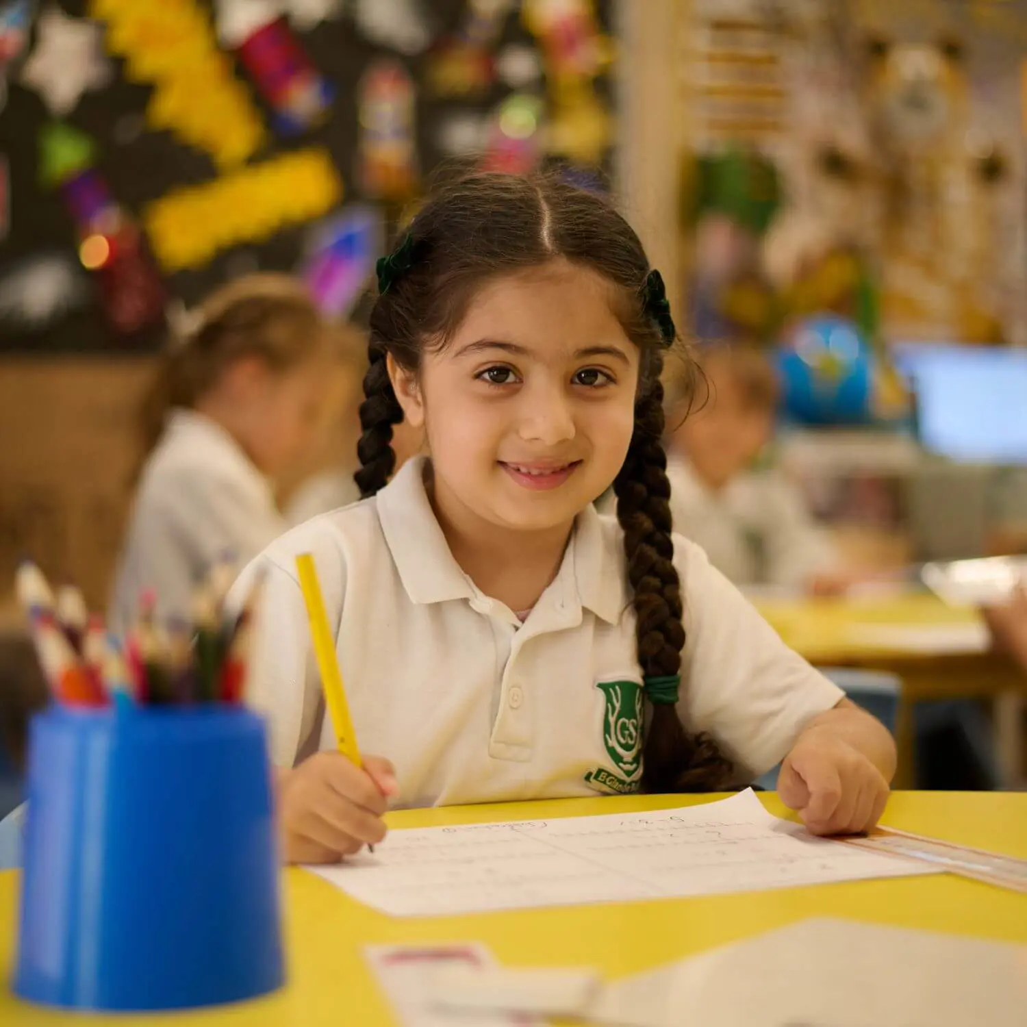 The Grange School Junior pupil completing classwork.