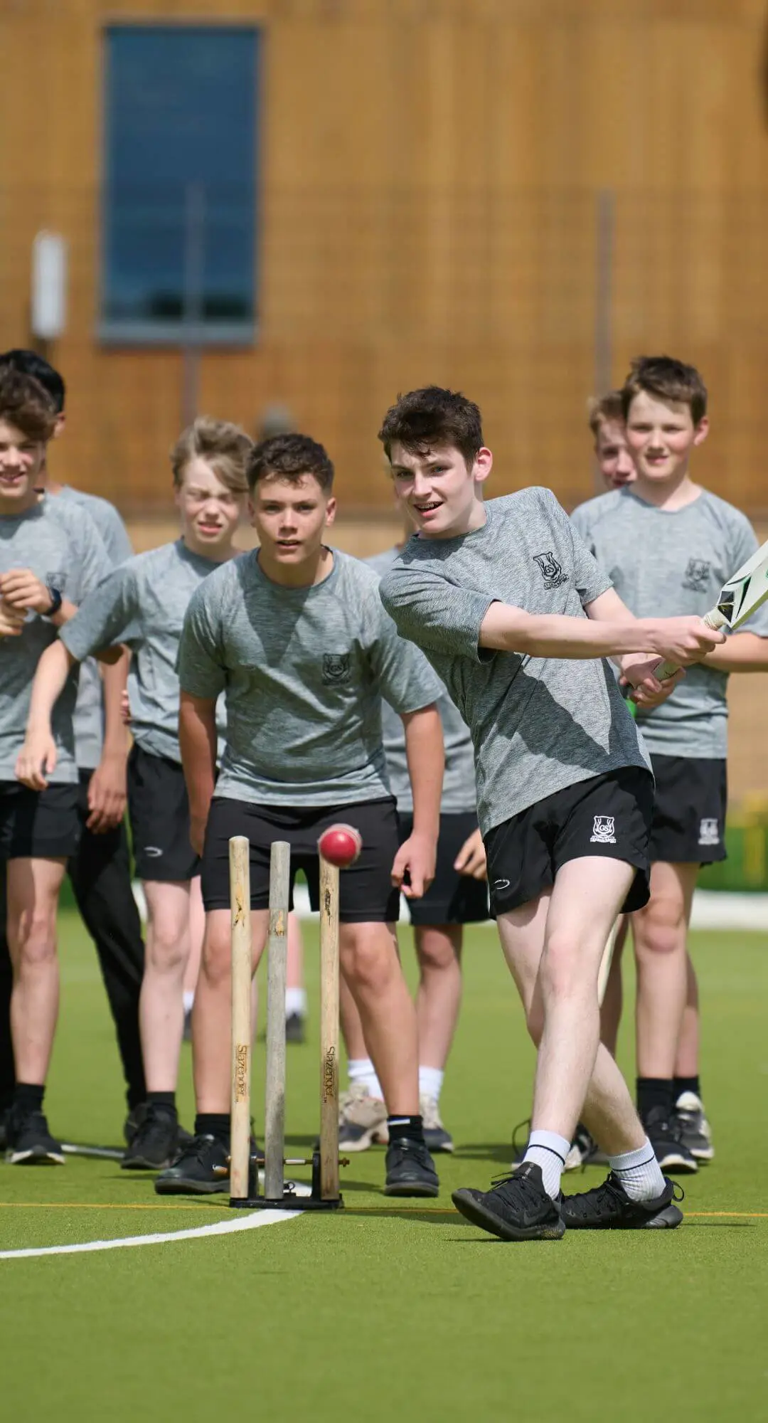 The Grange Senior School students playing cricket.