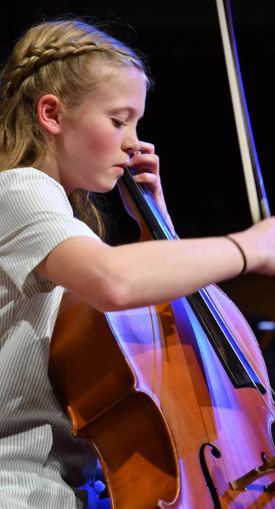 The Grange School senior pupil playing the cello.