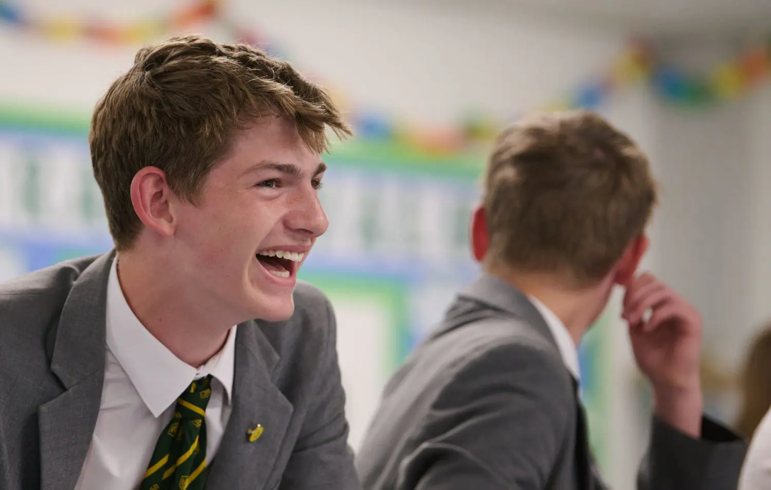 The Grange Senior Pupil smiling in a lesson.