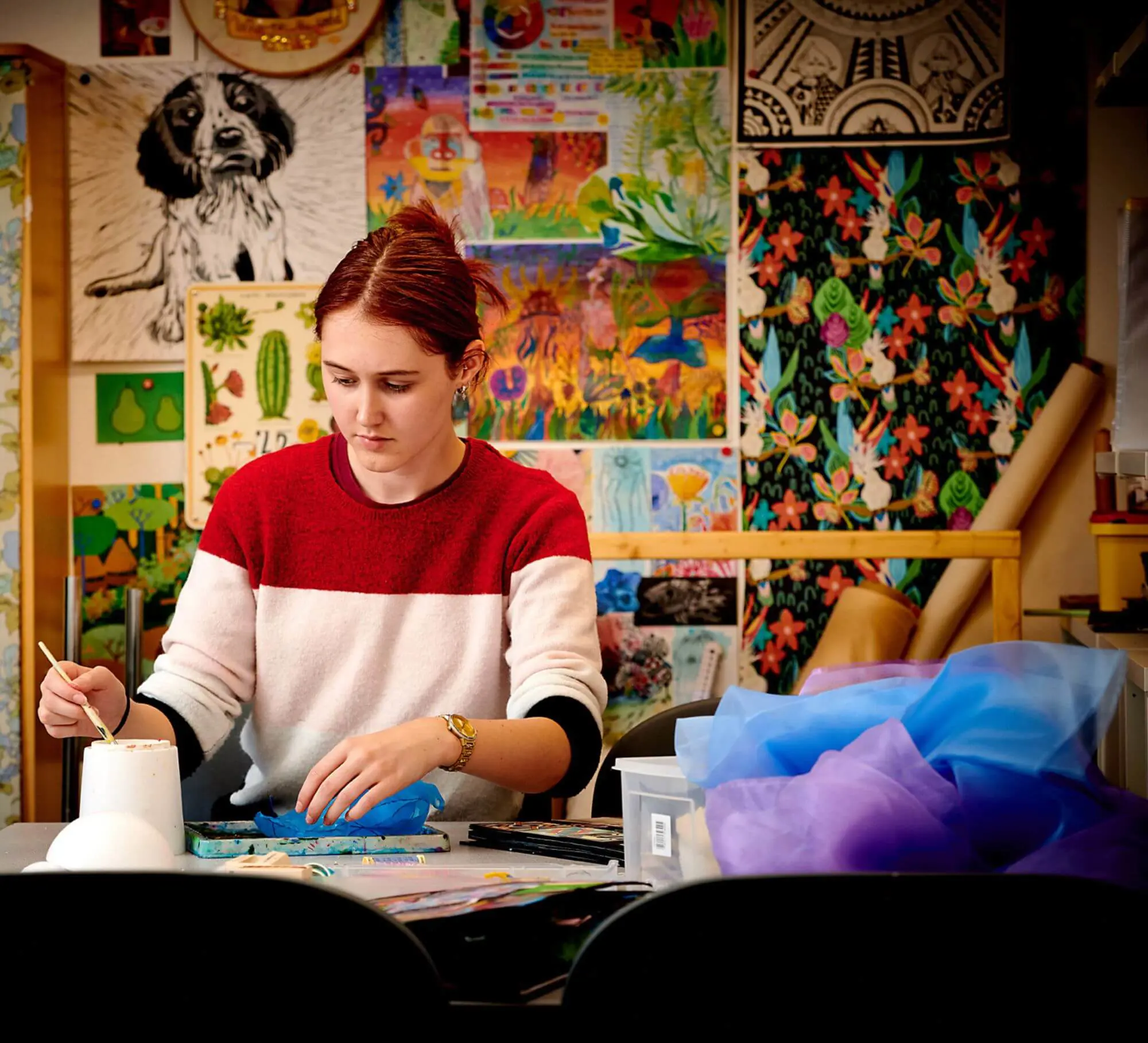 The Grange School Sixth Form Pupil in an Art lesson.