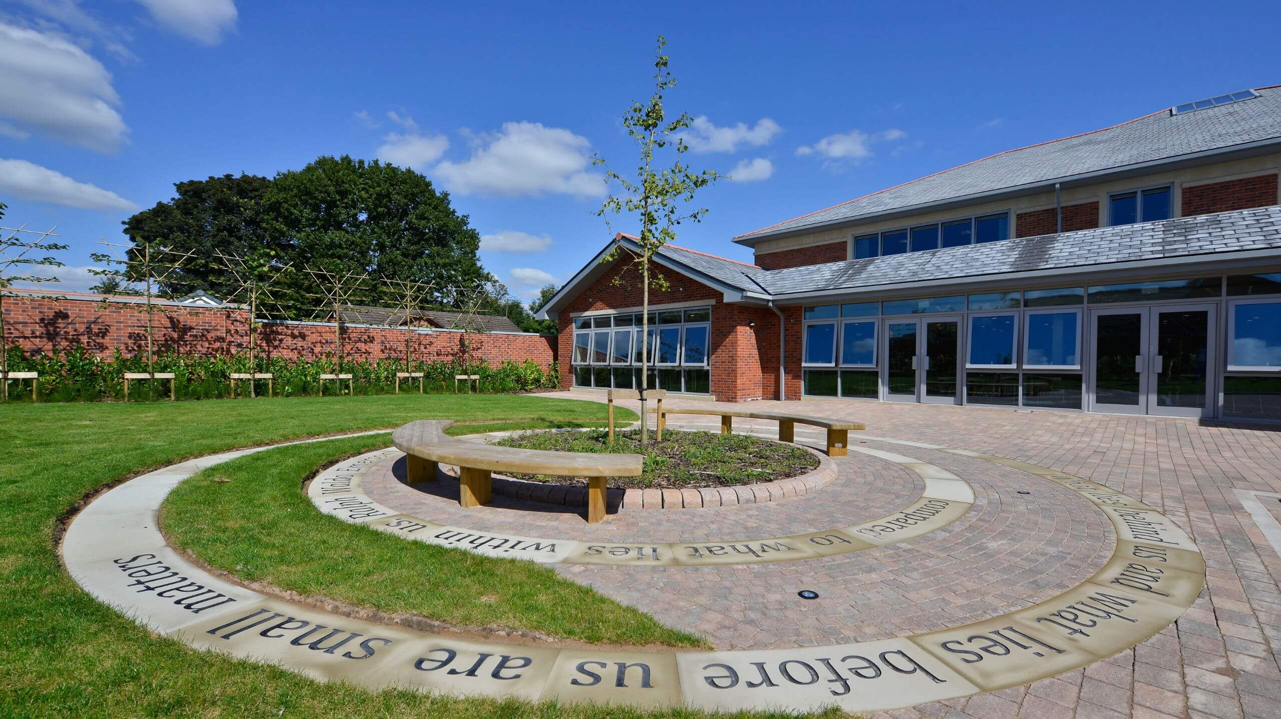 The Grange Sixth Form Centre, sunny garden.