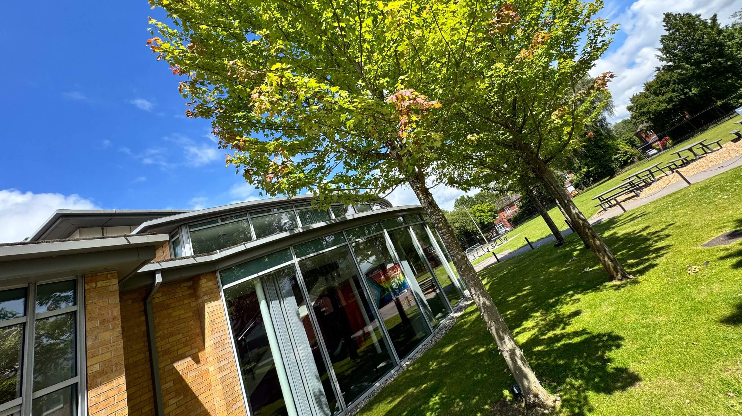 The Grange Theatre building with trees